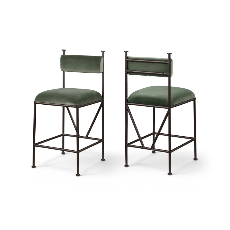 Tabouret de comptoir Monarch, Velours vert