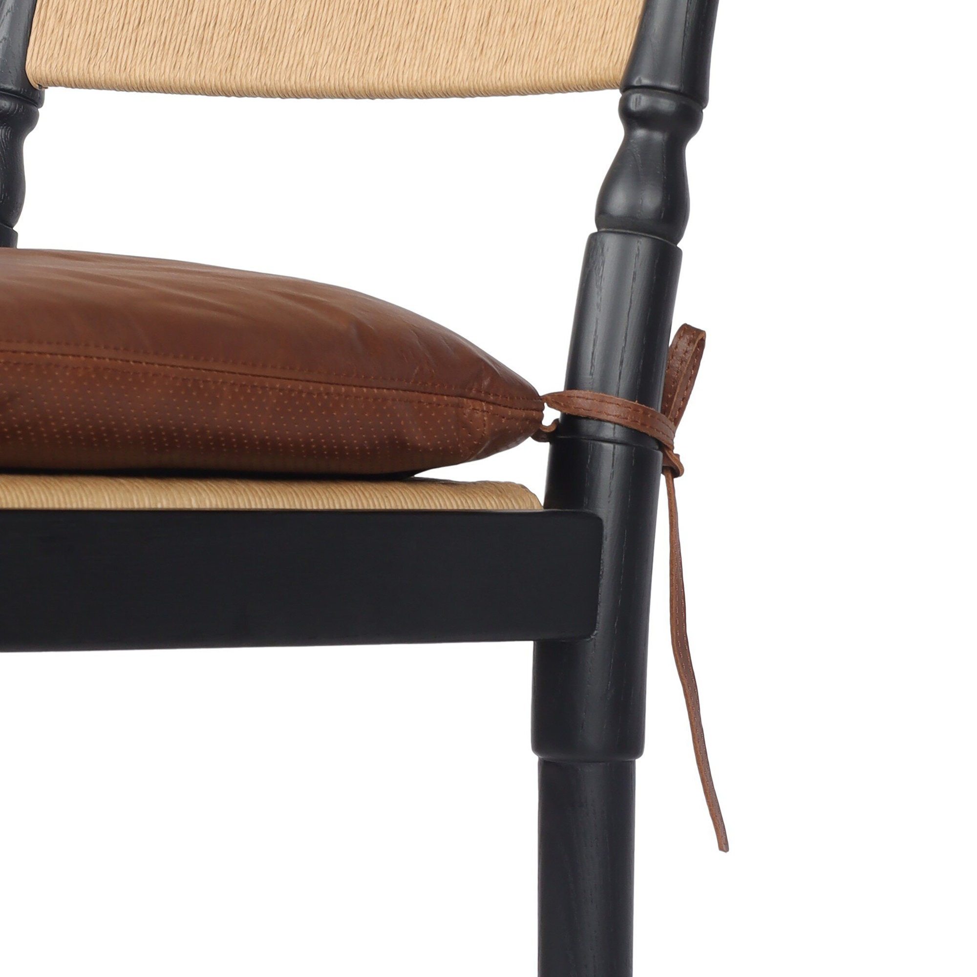 Fayth Stool With Cushion, Bar Stool (29.5” Seat Height)”, Stained Black Ash