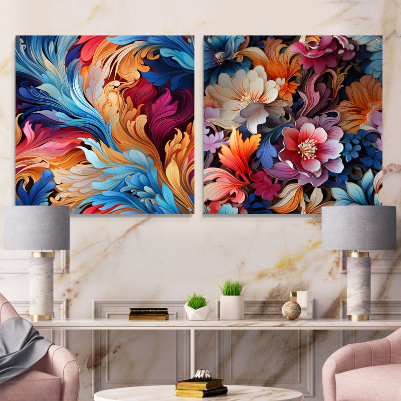 Pollman - Ensemble de 2 art mural en verre acrylique, H 16 po x l 33 po