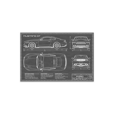 Mustang GT (2015-2017), impression noire sur verre acrylique