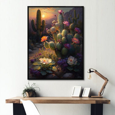 Cactus dans le désert I - montagnes, art mural