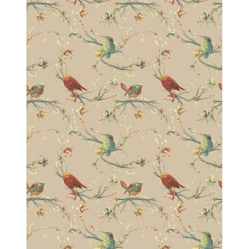 Bird Floral Wallpaper, Beige