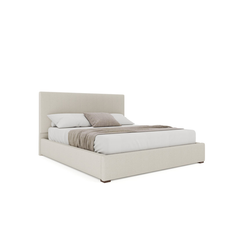 Lit tapissier moyen Moyra, Bouclé blanc cassé, Très grand