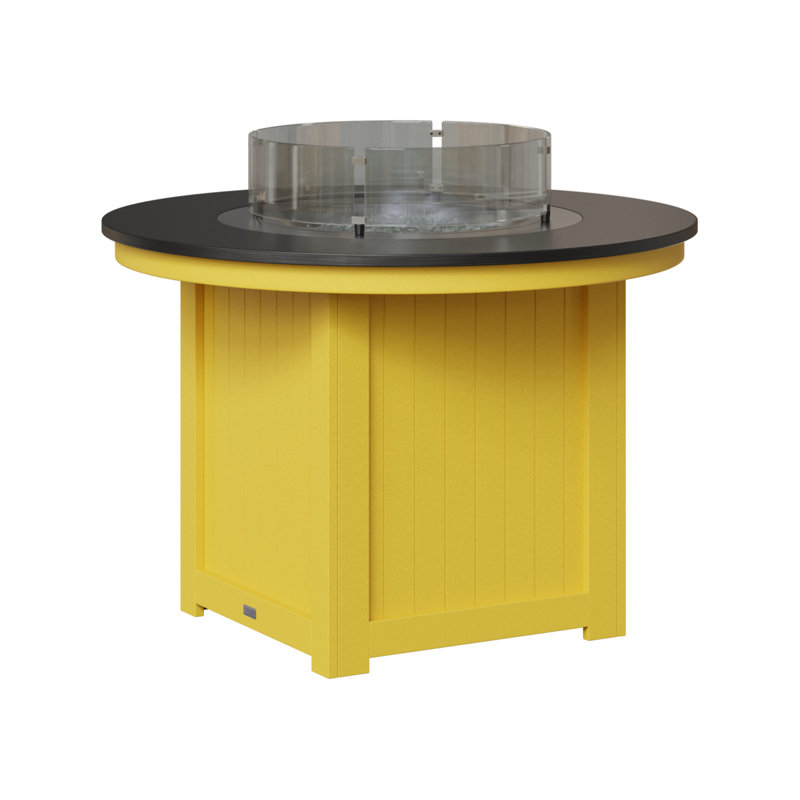 Foyer de table rond Berlin Donoma, H 37 po x l 44 po x P 44 po, Plateau martelé noir avec base jaune soleil
