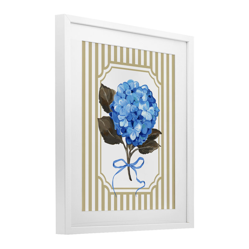 Ensemble d'hortensias avec impression encadrée sous nœud en verre, design par Adonna Ebrahimi, H 16 po x l 13 po