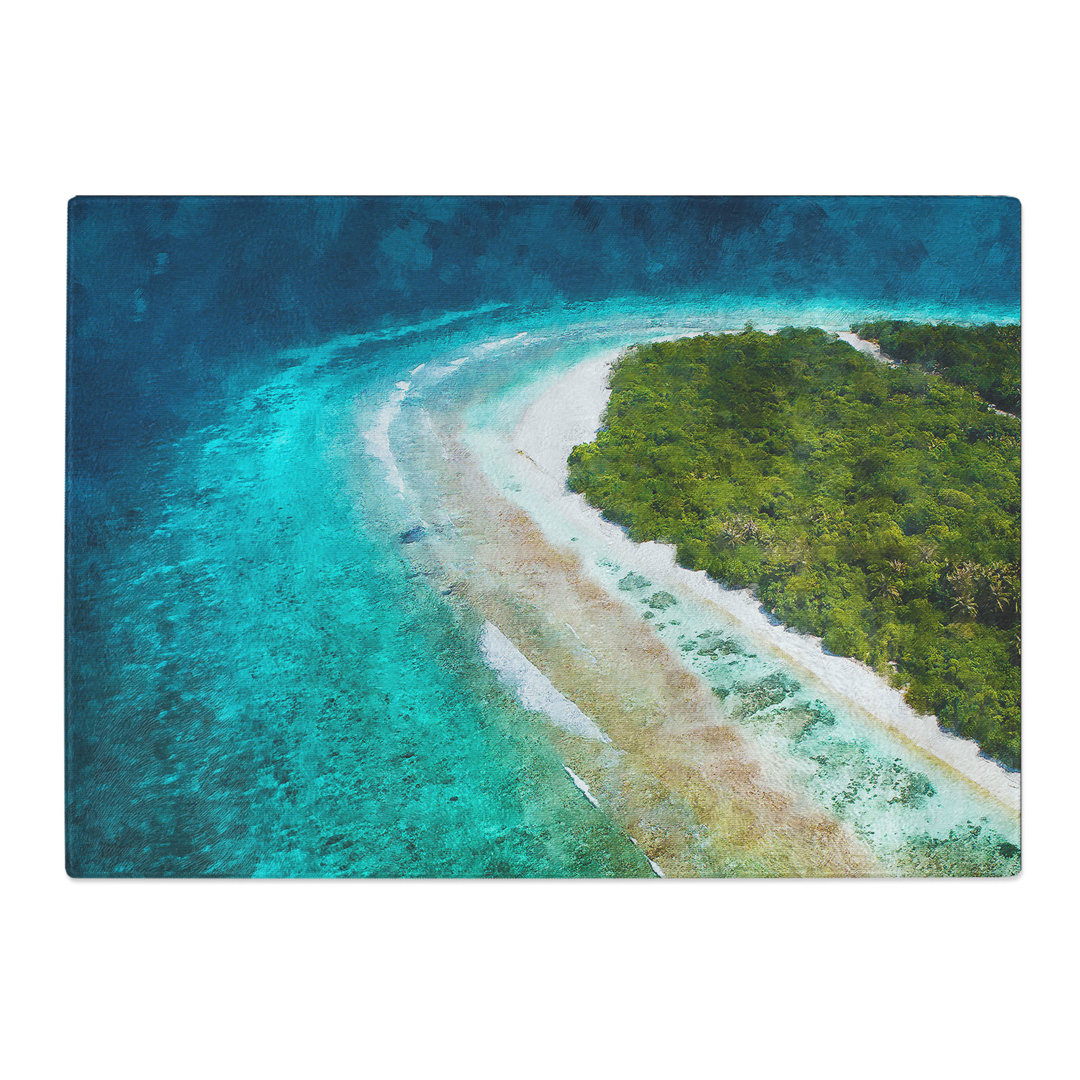 Tempered Glass Maldives Beach Chopping Board