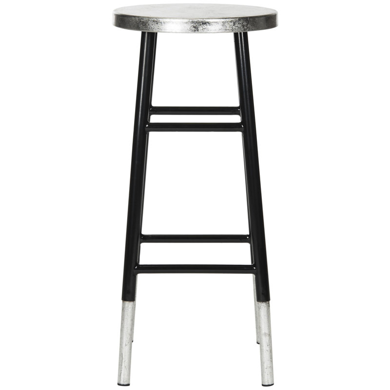 Tabouret de bar et de comptoir Amiaha, Noir, Tabouret de bar (assise de 30 po de hauteur), Argent
