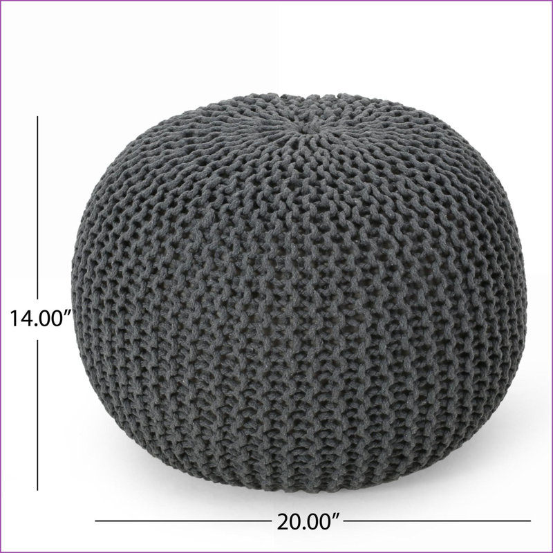 Repose-pieds rond en coton tricoté, gris ardoise | Gris | Coton, Gris