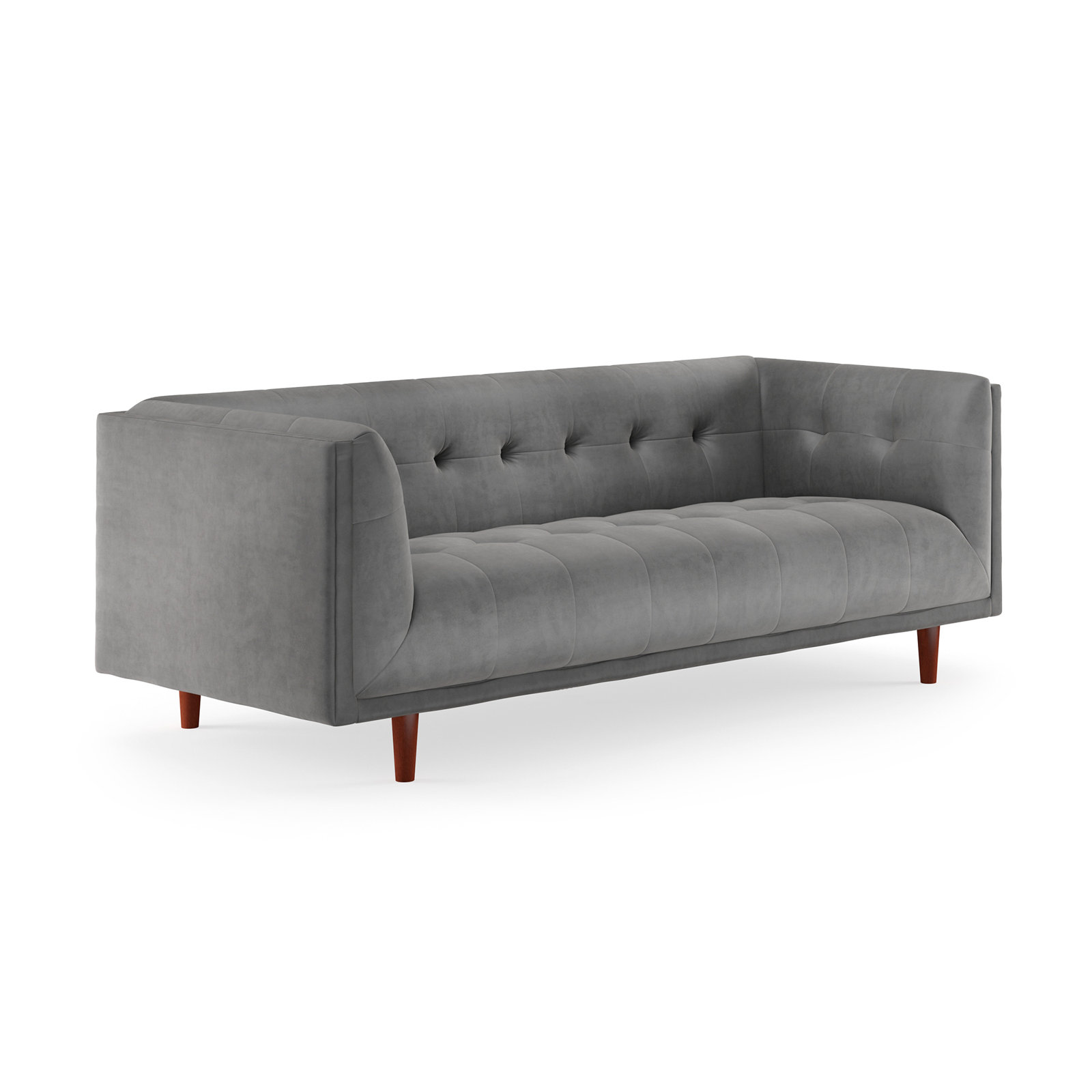 George 82'' Upholstered Sofa, Platinum Gray Velvet