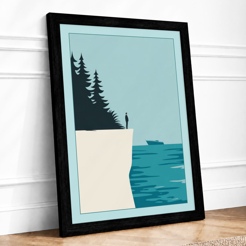 Figure At The Edge Minimalist - Print, A1 - 84.1 x 59.4 cm, Black