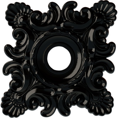 Endurathane Crawley Ceiling Medallion, 18"W x 18"H x 3 1/4"ID x 1 1/2"P (Fits Canopies up to 6 3/4"), Hand-Painted Black Pearl Finish