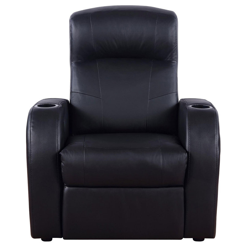 Fauteuil inclinable noir rembourré avec porte-gobelet