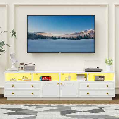 TV Stand For Tvs Up To 100", High-Gloss TV Entertainment Centre With LED Lights And Storage For Living Room