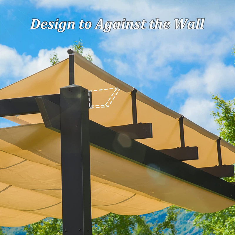 Outdoor Retractable Pergola With Weather-Resistant Sun Shade Canopy, Aluminum Pergola Gazebo For BBQ, Party, Wedding, Patio, Backyard, Deck, Garden