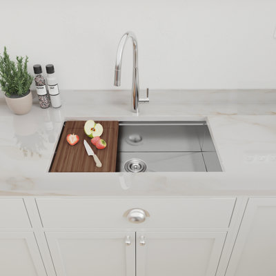 32 X 18 Inch Undermount Single Bowl Kitchen Sink, Stainless Steel Gauge. T304 Steel, Thick And . Rust, Scratch-, High Temperature. Workstation Sink With Space Enhancement. X Grooves For Quick Water