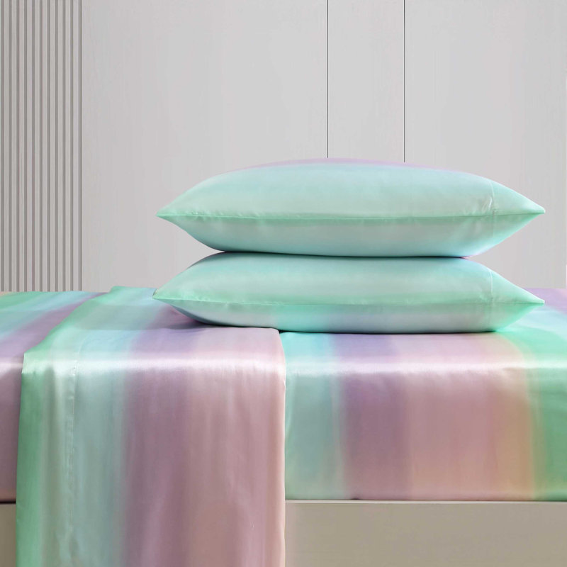 Betsey Johnson Soft Satin Sheet Sets, Twin XL Sheet Set with 1 Pillowcase, Pastel Ombre