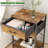 End Table With Fabric Drawer, Nightstand For Bedroom, Small Printer Stand