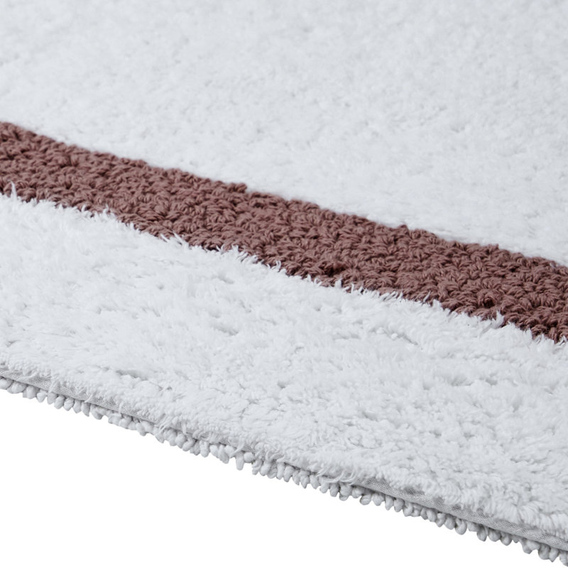 Broshous Premium 100% Cotton 2370 GSM 2-Piece Bath Rug Set, Ultra Plush Tufted Bathroom Mats, Super Absorbent OEKO-TEX® Certified, Reversible, Machine Washable, Spa-Like Comfort, White/Pink