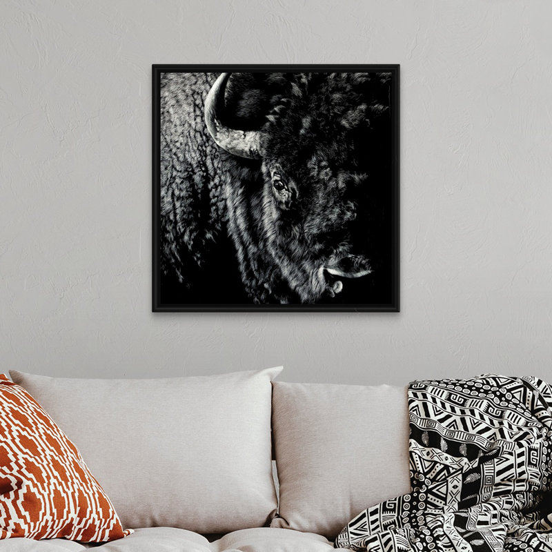 Reproduction d’art « endurant III scratchboard » par Julie Chapman, H 18 po x l 18 po x 1,75 po, Cadre noir