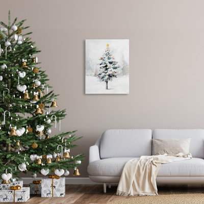" Snowy Christmas Tree Landscape " by Caverly Smith Painting Print