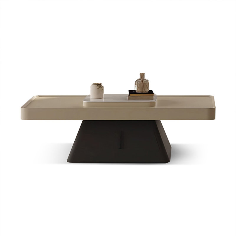 White Solid + Manufactured Wood Rectangular Coffee Table