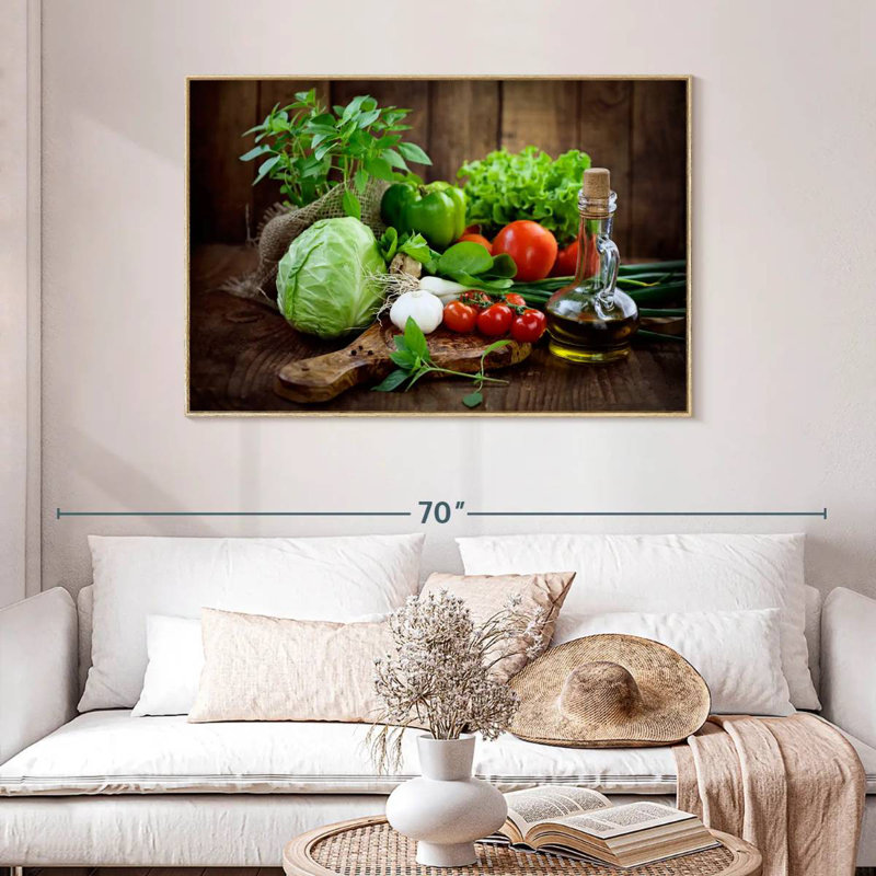 Fruits et légumes biologiques, Cadre flottant en bois naturel, 46 po x 31 po