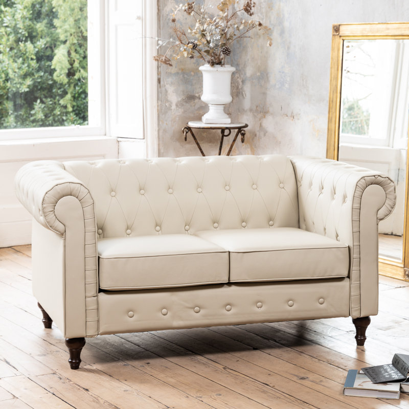 Marzano 2 Seater Faux Leather Sofa, Cream