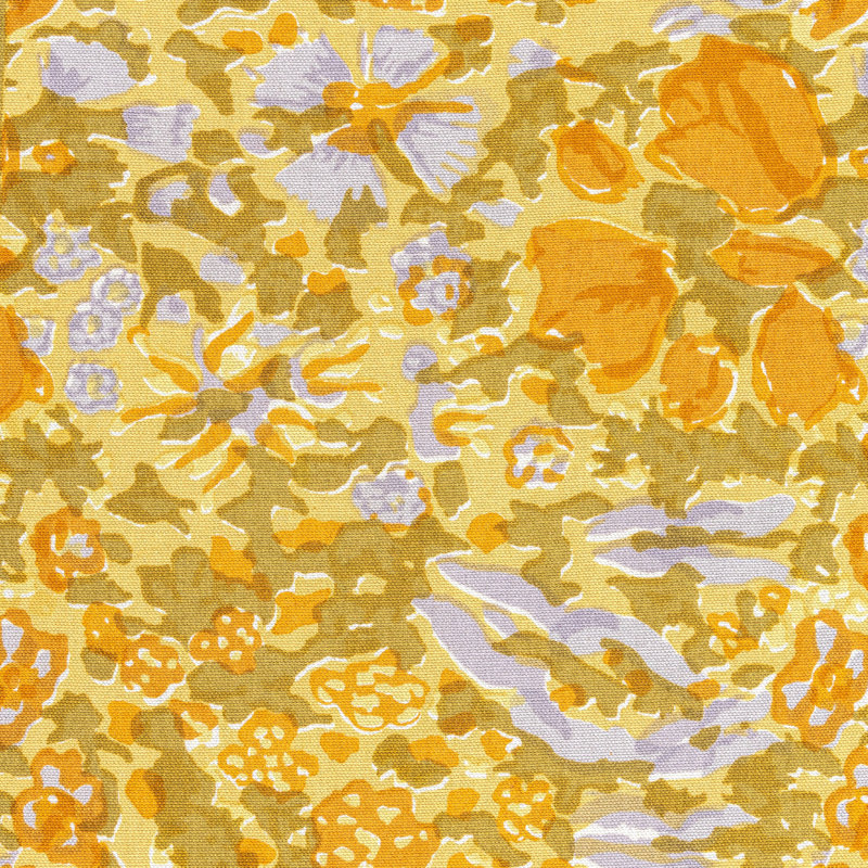 Sorene Floral Tea Towel, Mustard/Grey