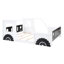 Lit de style voiture classique avec roues en blanc, pleine grandeur-35167556-35167555