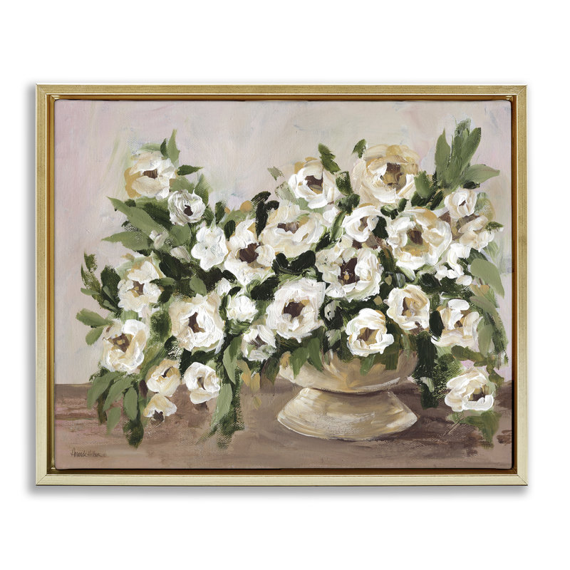 Art mural sur toile flottant avec fleurs traditionnelles traditionnelles par Amanda Hilburn, H 17 po x l 21 po