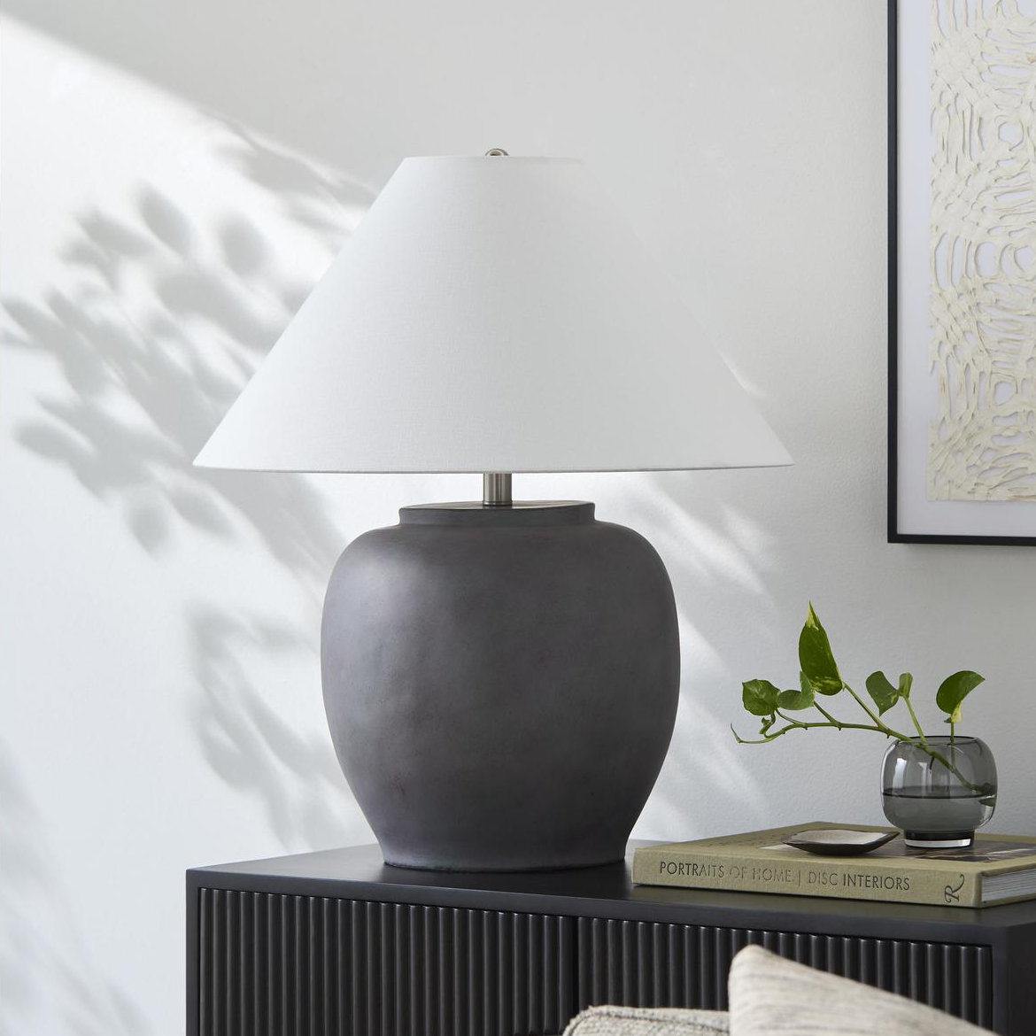 Concrete Table Lamp, White, Gray