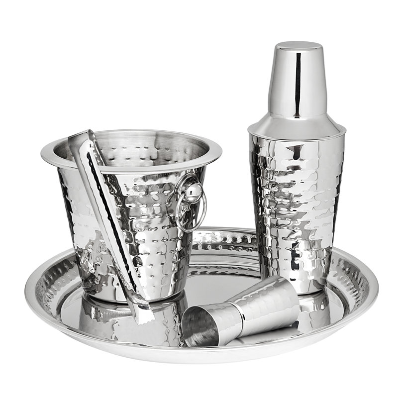 Hammered Fynch 5 Piece Bar Tool Set, Stainless Steel Hammered