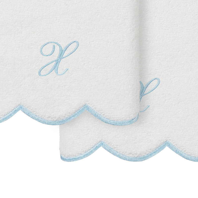 Ensemble de serviettes à main personnalisables 2 pièces Linorn Home Textiles 100% coton turc ADORNIA, Blanc / Bleu, X