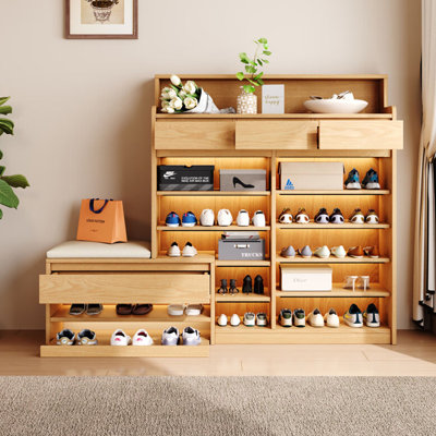 Solid Wood Shoe Storage Cabinet