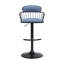 Tabouret de bar réglable en bois noir Nash en tissu bleu avec métal noir-1713442987