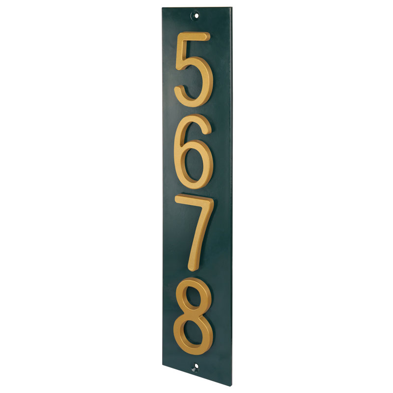 Plaque d'adresse verticale en aluminium Royal Shade, Vert, Doré, Oui