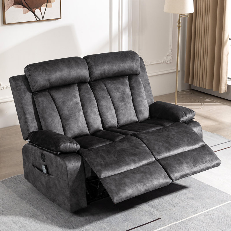 59.9'' Velvet Pillow Top Arm Reclining Loveseat, Gray Velvet
