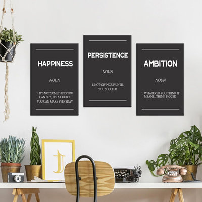 Motivation sur toile, art mural, persistance, bonheur et mots d'ambition