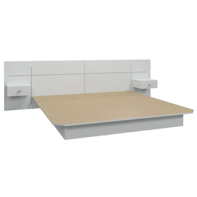 Collection Zen Alpha - Lit plateforme avec tête de lit et tables de chevet (2) - Assemblage facile, aucun sommier requis