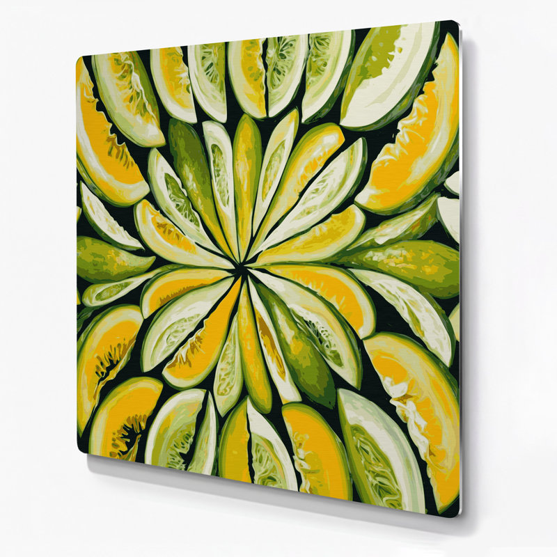 Fruit, père Noël, melon, art mural en métal brun, H 16 po x l 16 po