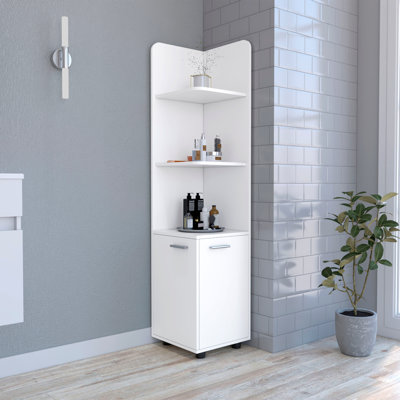 Armoire à linge autoportante Malibu, 2 portes, tablettes ouvertes - blanc