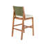 Ensemble de 2 tabourets de bar d'extérieur en bois d'acacia avec finition teck et coussins crème