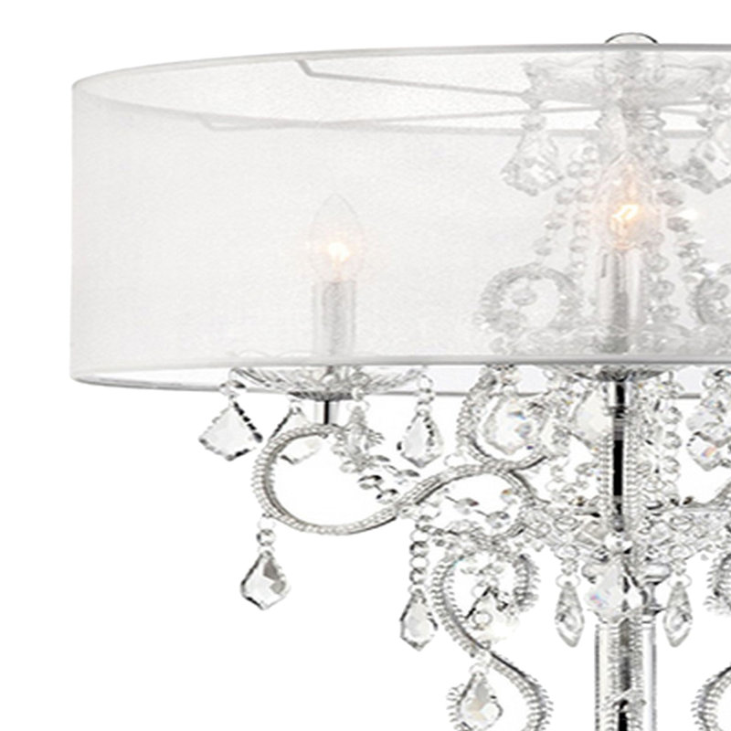 Evangelia 35" Silver Chrome Crystal Embroidered Table Lamp