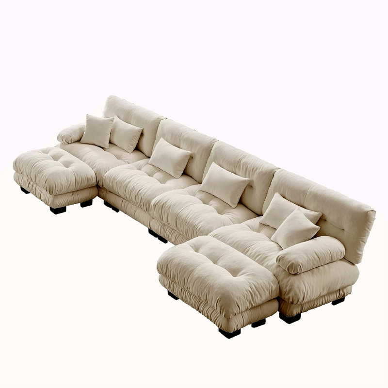 Canapé modulaire à combinaison libre, canapé en forme de U pour le salon, canapé confortable à 4 places avec 2 repose-pieds, chenille
