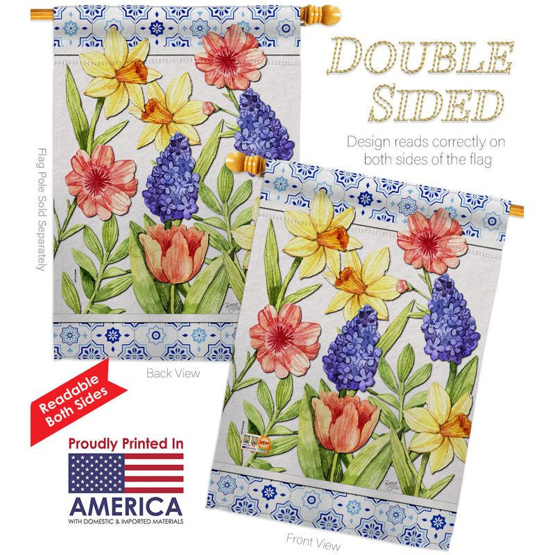 Bannière de jardin décorative à double face 28 x 40 pouces Spring Floral House
