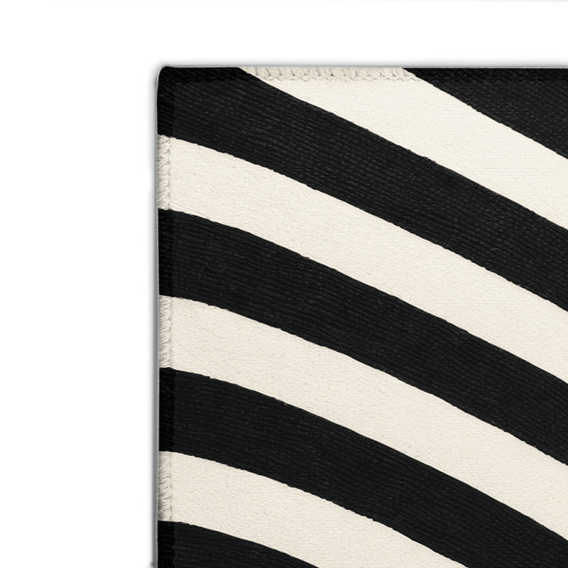 Tapis intérieur / extérieur noir HorizontalStripes, Rectangulaire 2 pi x 3 pi