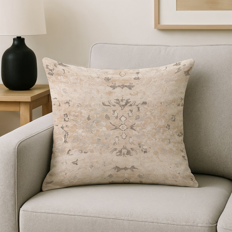 Coussin décoratif intérieur et extérieur Modern, Carré 16 po, Beige abstrait 9
