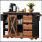 55.5 Inch Farmhouse Kitchen Island with Drop Leaf, Barn Door, Power Outlet, and Rolling Wheels for Versatile Storage and Convenience-1981607950