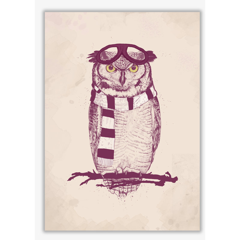 The Aviator Owl by Mercedes Lopes Charro - Print, No Frame, 84 cm H x 59.4 cm W x 1 cm D