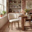 Chaise de salle à manger rembourrée de 20,1 po de largeur, fauteuil d'appoint à haut dossier, sans accoudoirs et pieds en bois massif pour salle à manger, meuble-lavabo, beige, ensemble de 2-1024457914-1023649124